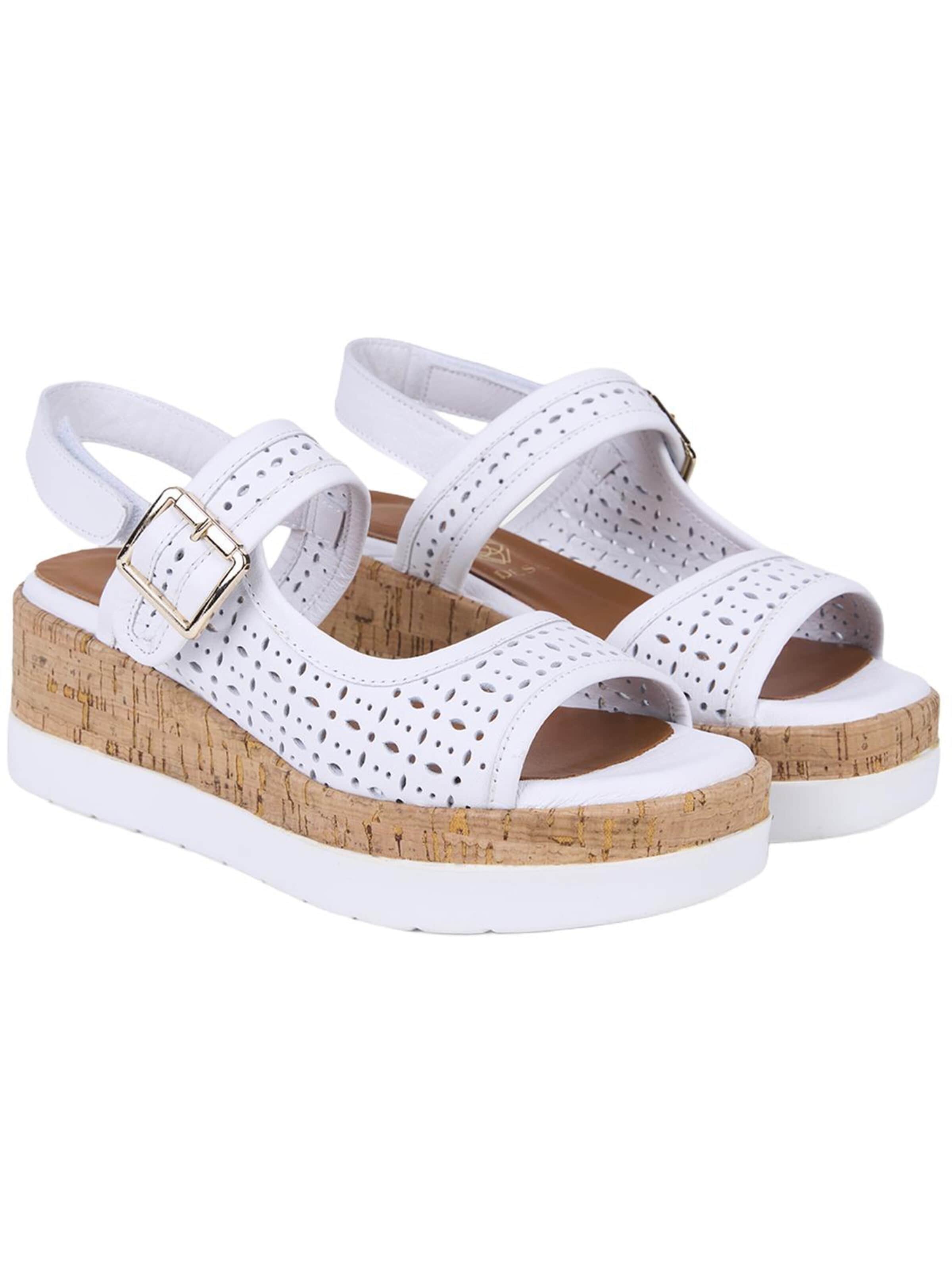Desa - Sandalias de dedo 'Keilsandalen' en blanco