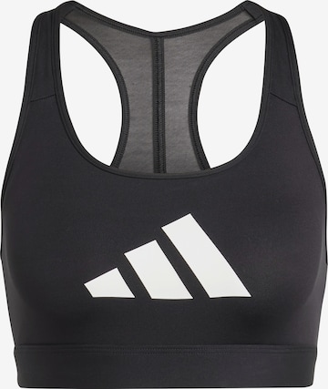 melns ADIDAS PERFORMANCE Bezvīļu Sporta krūšturis 'POWER REACT': no priekšpuses