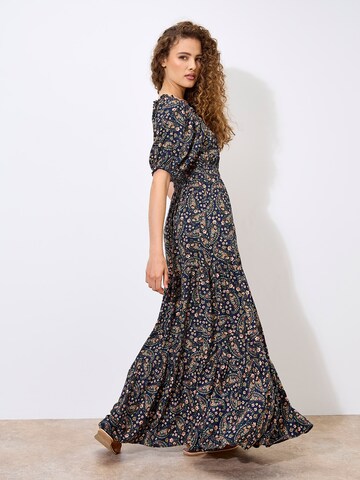 Apricot Floral Paisley Milkmaid Maxi Dress ' ' in Blau