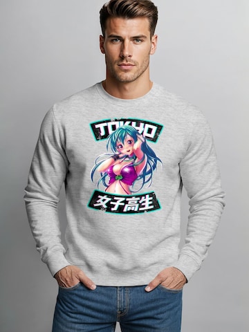 Neverless Sweatshirt 'Anime Girl' in Grey: front