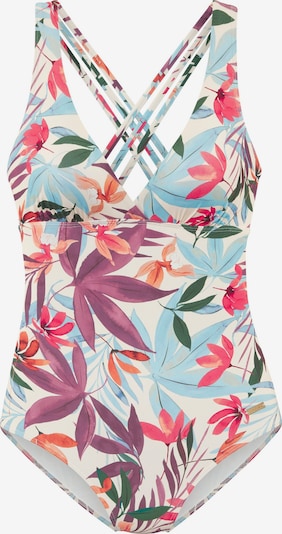 Maudymosi kostiumėlis iš LASCANA, spalva – kremo / šviesiai mėlyna / purpurinė / oranžinė, Prekių apžvalga