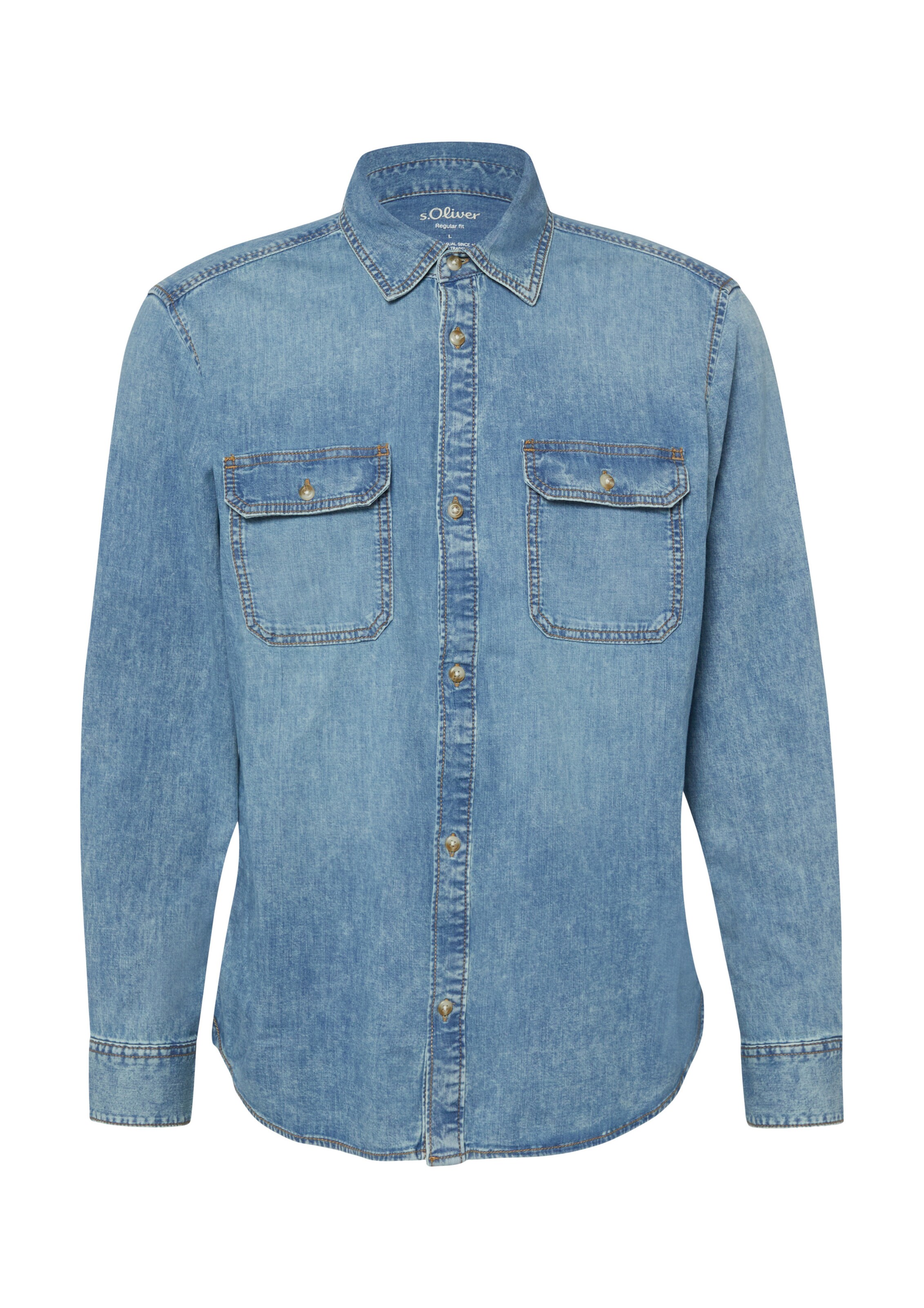 s.Oliver Overhemd in de kleur Blauw denim, Productweergave