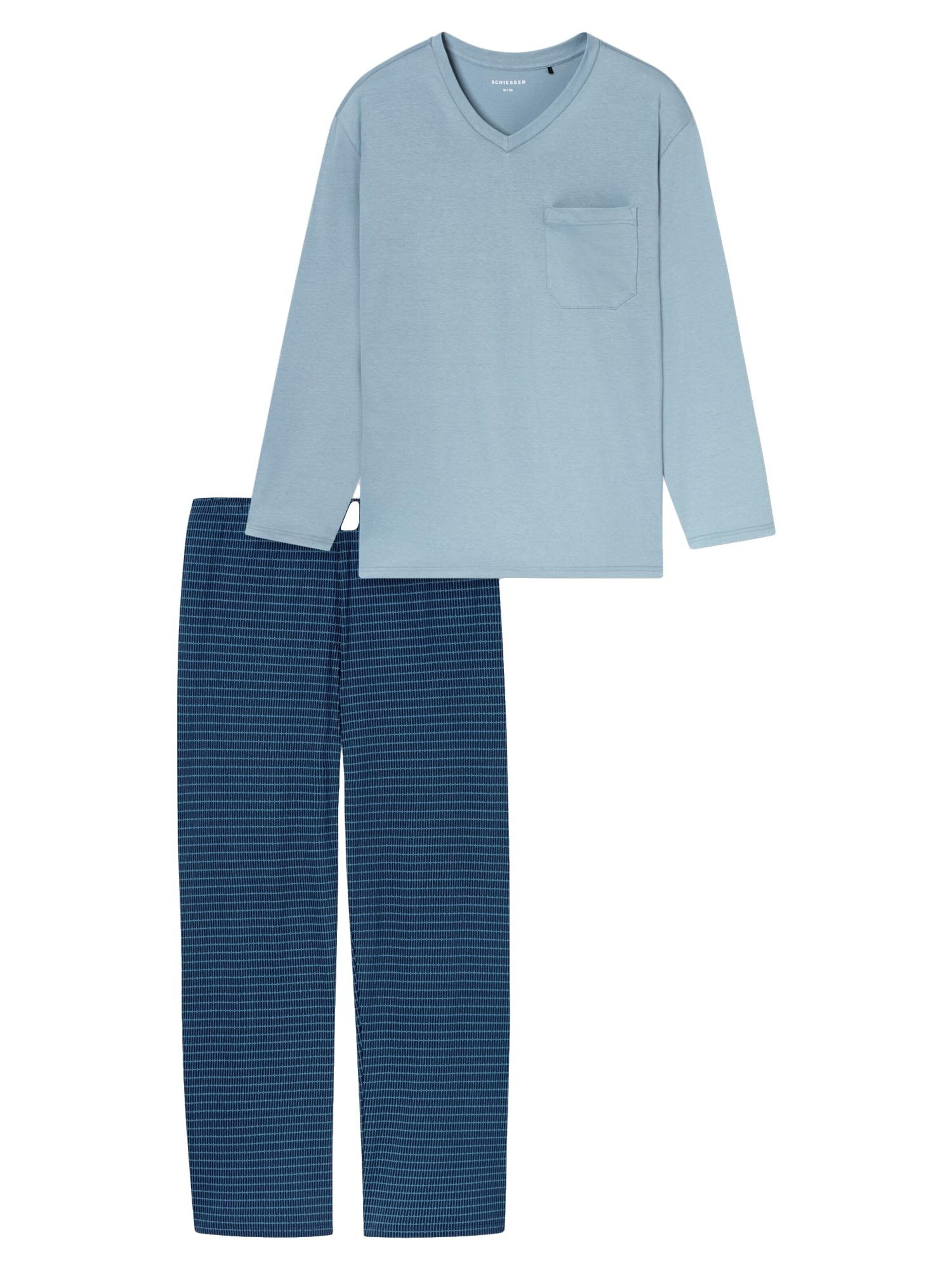 SCHIESSER Pyjama lang 'Comfort Essentials'‌‌‌‌‌‌‌‌‌ in M/Regular in hellblau, Produktansicht