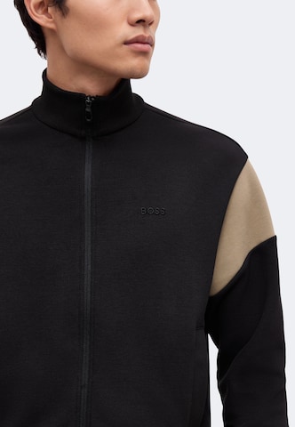 BOSS Sports sweat jacket 'Union Skaz' in Black: front