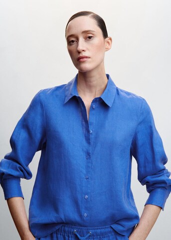 MANGO Blouse 'lino' in Blue: front