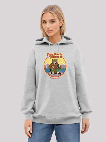 Sweat-shirt 'US National Parks Make Friends At Yellowstone' F4NT4STIC en gris : devant