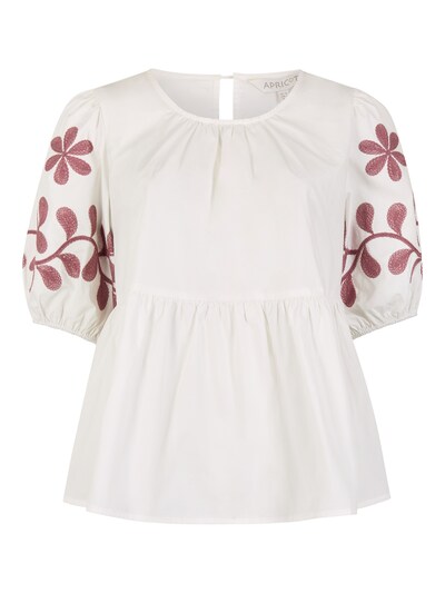Apricot Floral Embroidered Peplum Top ' ' in XS in creme, Produktansicht