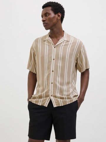 JACK & JONES Comfort fit Overhemd 'JJEJeff' in Beige: voorkant
