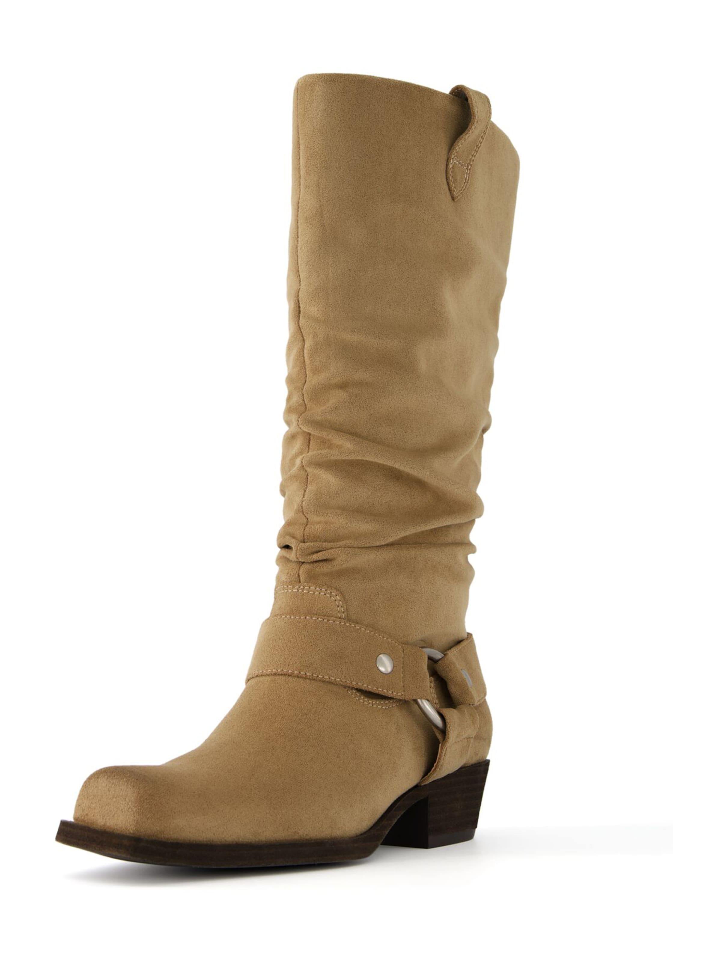 Bershka Cowboy boot in Beige: front