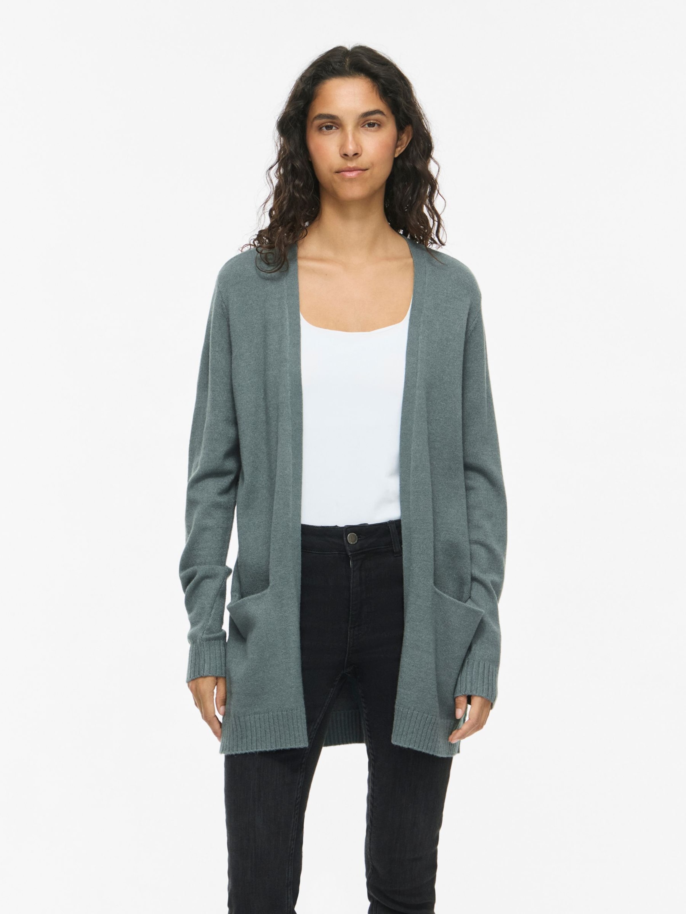 VILA Knit cardigan in Grey: front