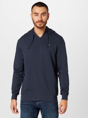 KnowledgeCotton Apparel Sweat jacket in Blue: front