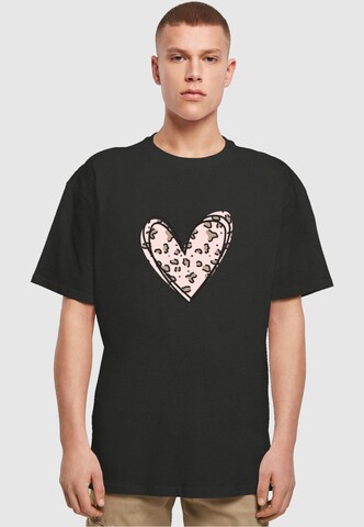 Maglietta 'Valentines Day - Leopard Heart' di Merchcode in nero: frontale