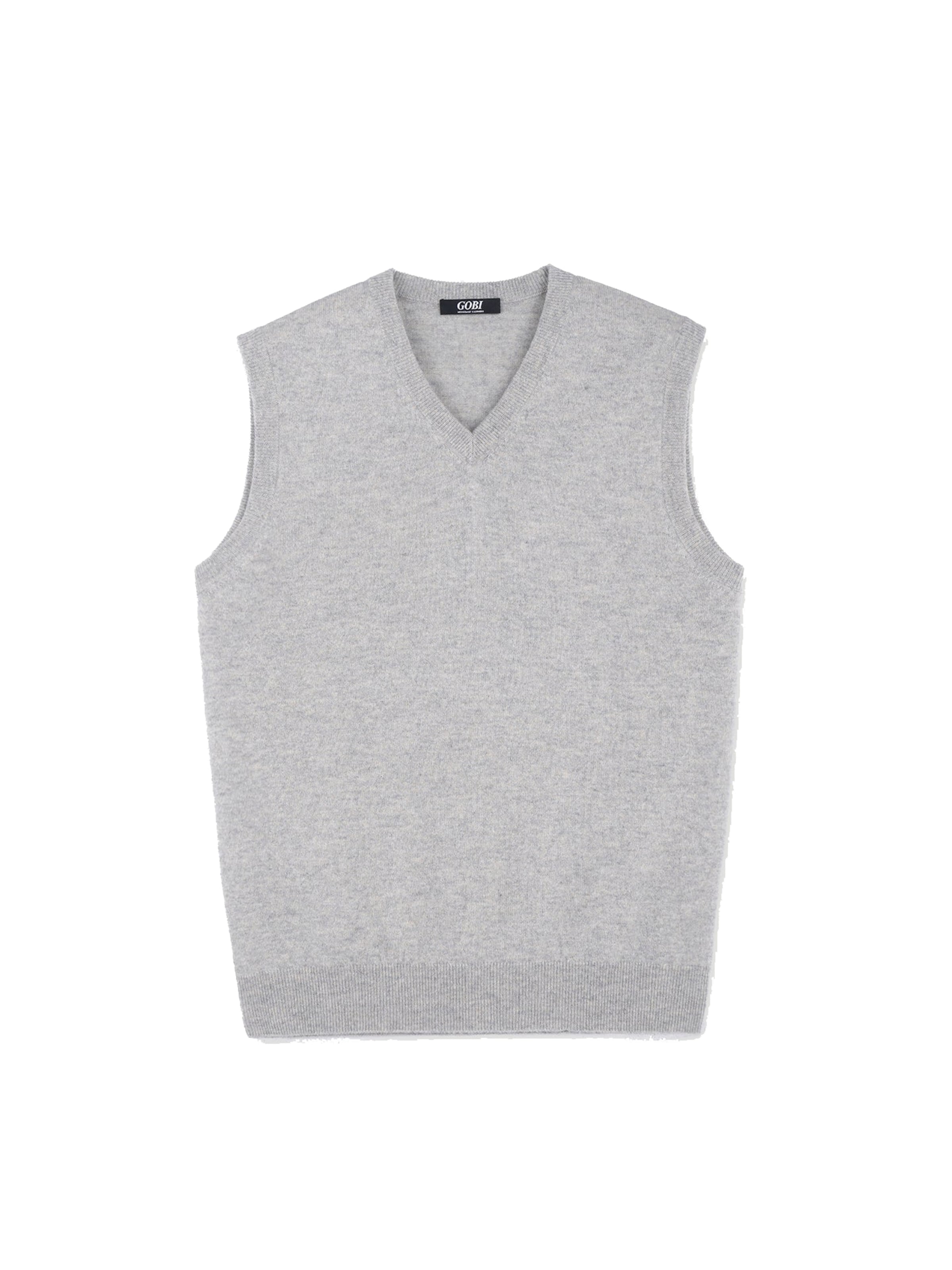 GOBI Cashmere Weste 'Men's Essential V-Neck Cashmere Vest'‌‌‌‌‌‌ in Grau: Vorderseite