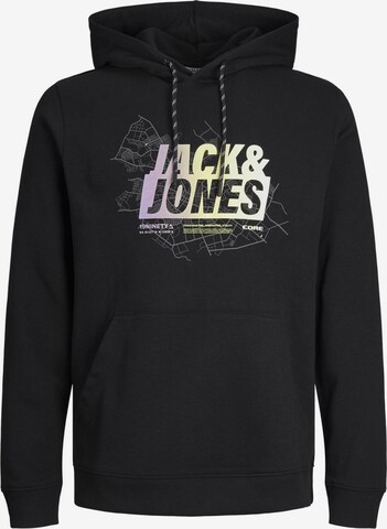 JACK & JONES Tréning póló 'Map Summer' - fekete: elől