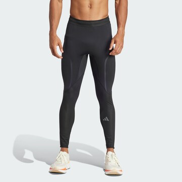 ADIDAS PERFORMANCE Skinny Workout Pants 'Adizero' in Black: front
