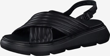 Paul Green Strap Sandals in Black: front