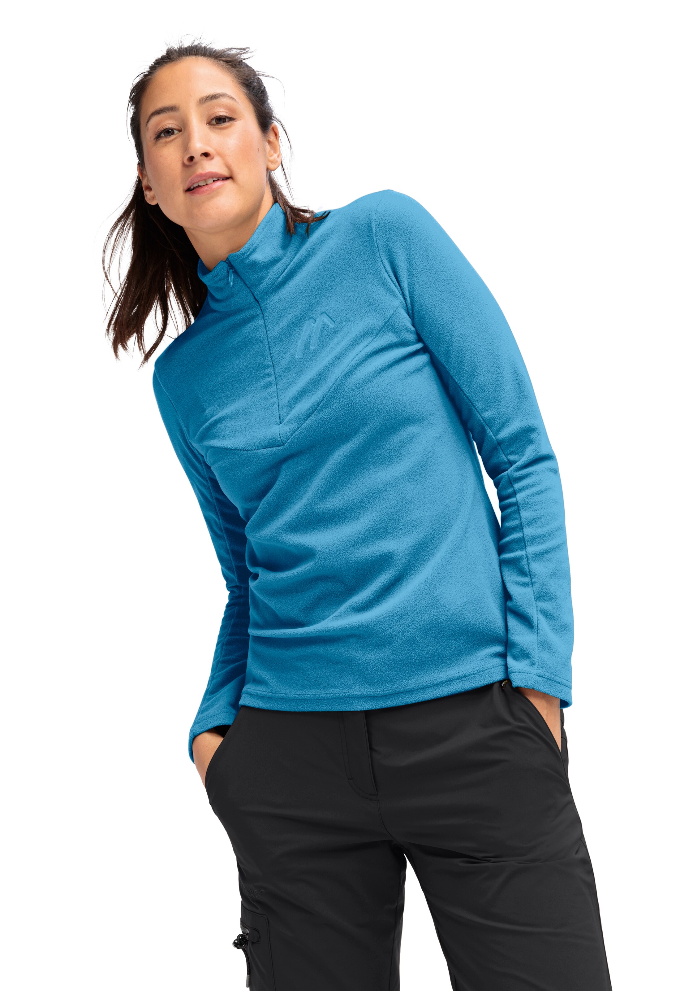 Maier Sports Athletic Fleece Jacket in Blue: front