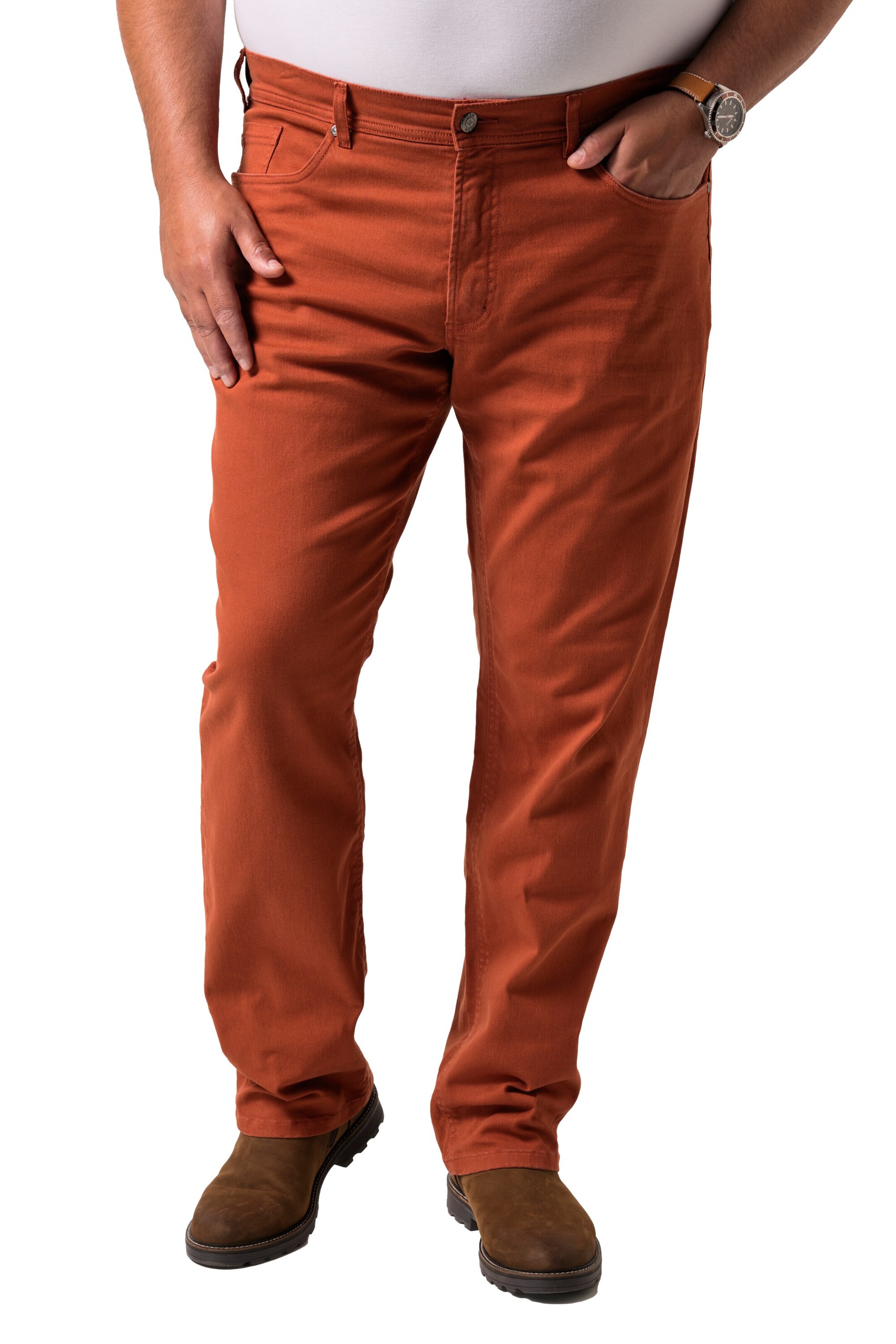 Men Plus Regular Jeans in Brown: front