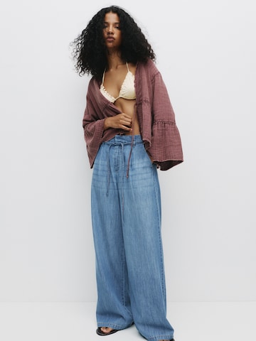 Wide leg Jeans con pieghe di Pull&Bear in blu