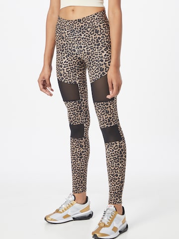 Urban Classics Skinny Leggings in Brown: front