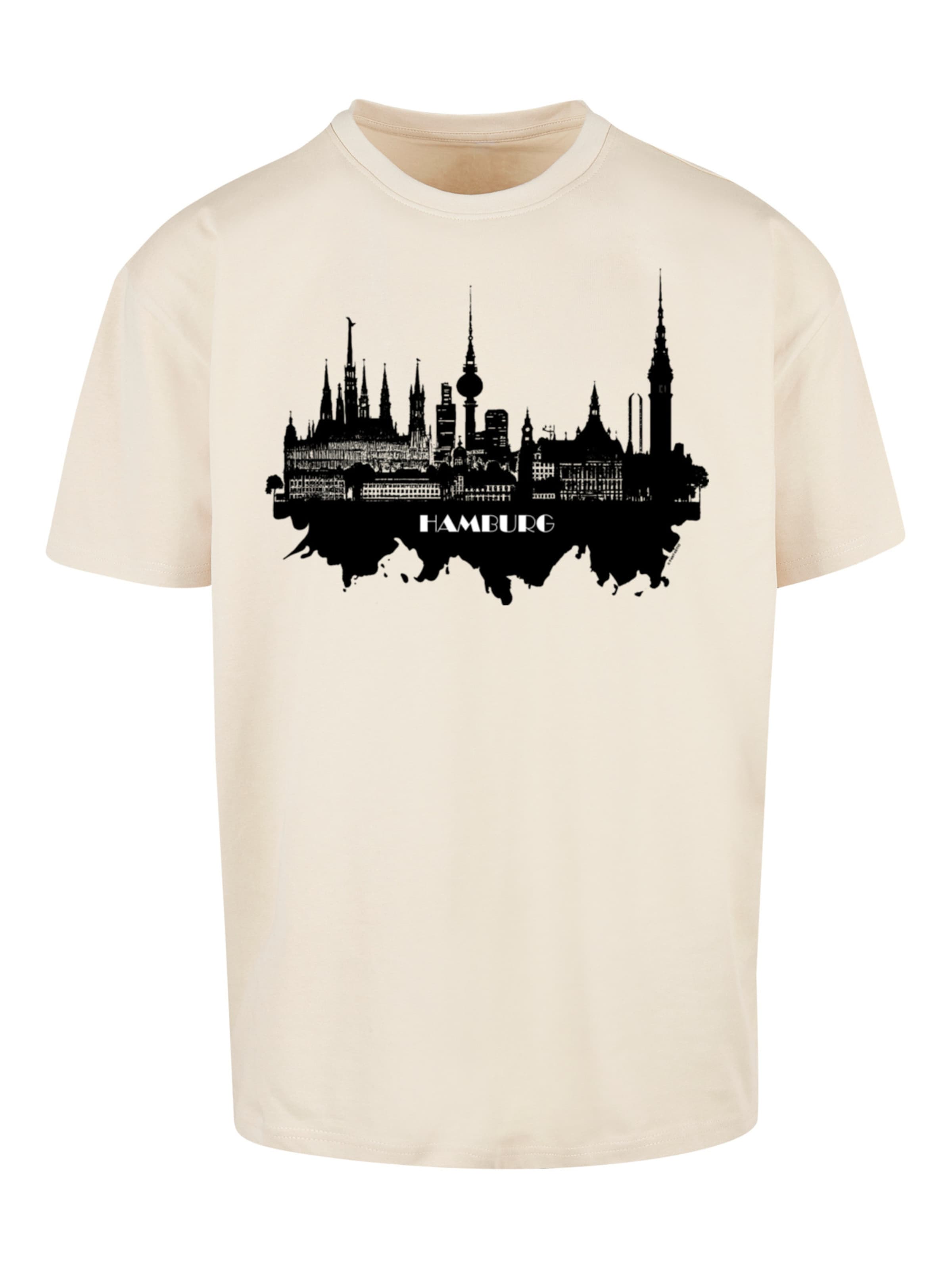F4NT4STIC T-Shirt 'Cities Collection - Hamburg skyline' in Beige: Vorderseite