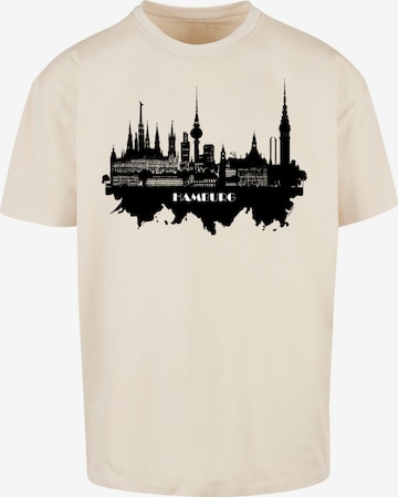 T-Shirt 'Cities Collection - Hamburg skyline' F4NT4STIC en beige : devant