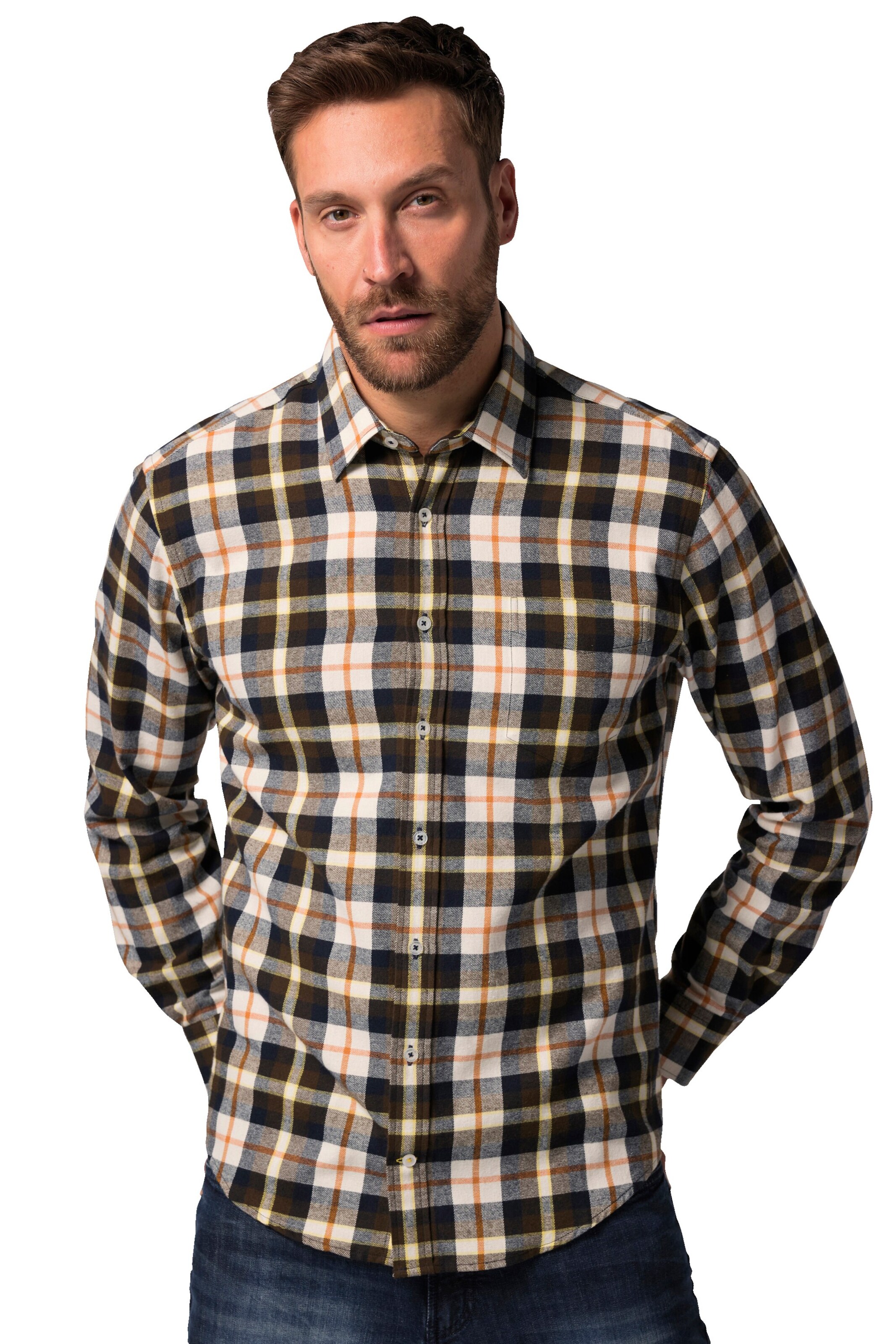 JP1880 Regular fit Overhemd in Geel: voorkant