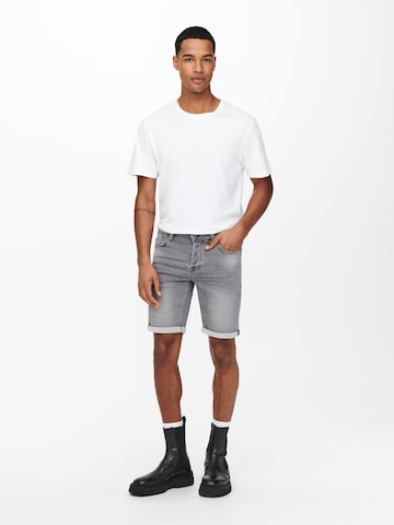 Only & Sons Slimfit Shorts 'Ply Life' in Grau