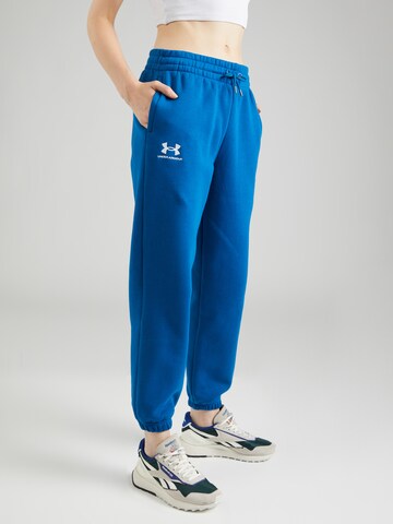 UNDER ARMOUR Tapered Sportbroek 'Essential' in Blauw: voorkant