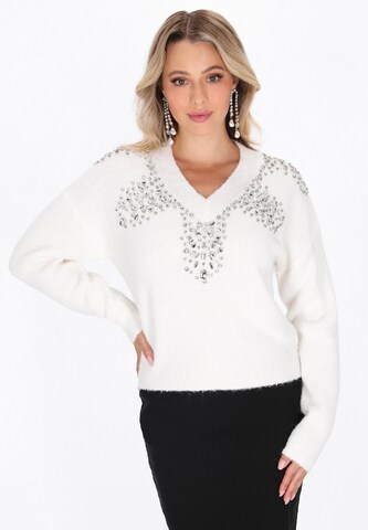 faina Trui 'Fashion Look' in Wit: voorkant
