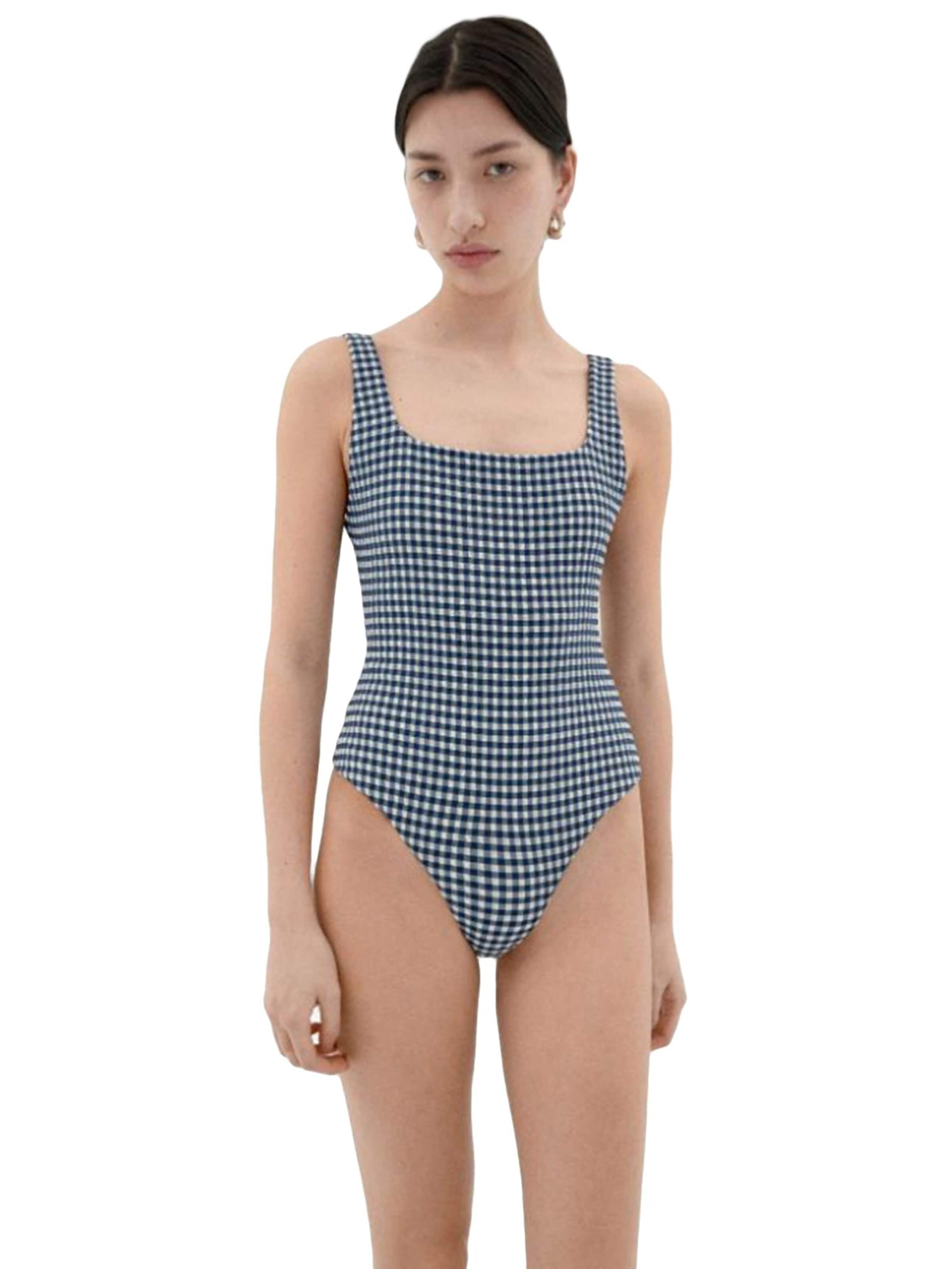 Thinking MU Klasyczny Strój kąpielowy 'AMALFI GINGHAM NAVY' w kolorze niebieski: przód