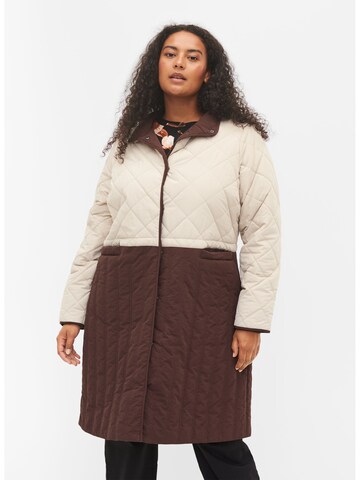 Zizzi Between-Season Jacket 'Seoul' in Brown: front