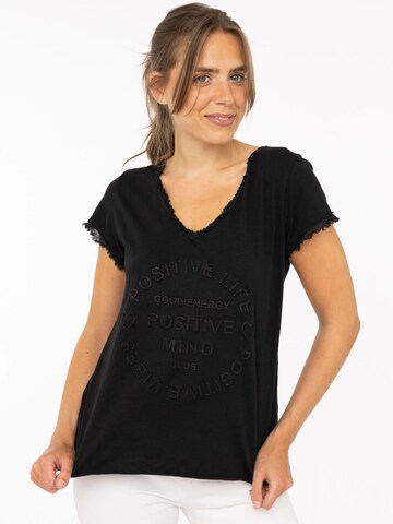T-shirt 'Positive Mind' Zwillingsherz en noir : devant