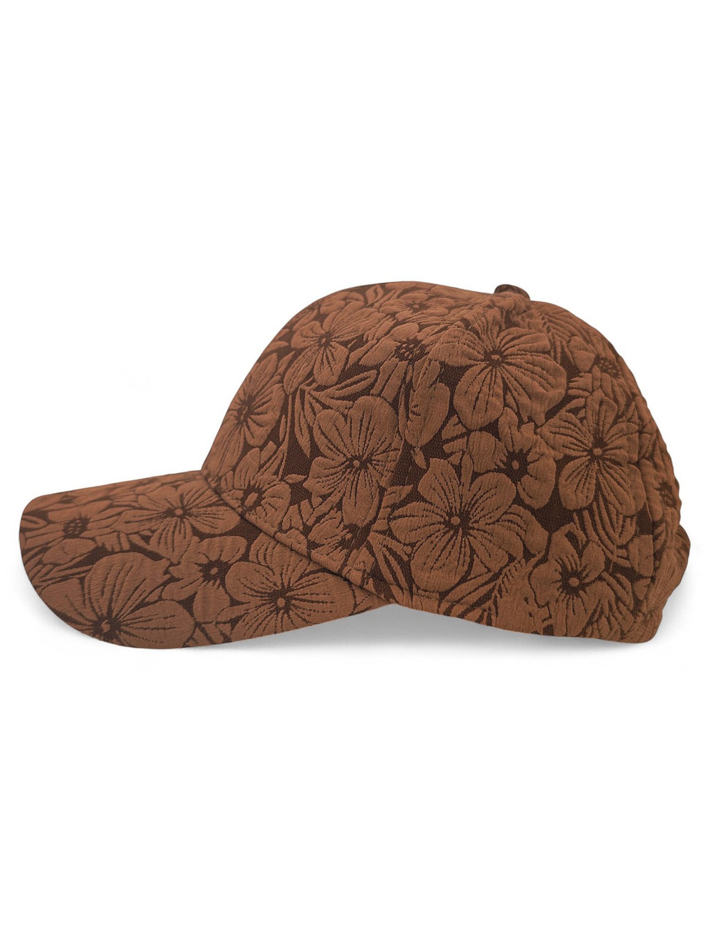 styleBREAKER Cap 'Basecap mit Blumen Muster Ton in Ton'‌‌‌‌ in Braun: Vorderseite
