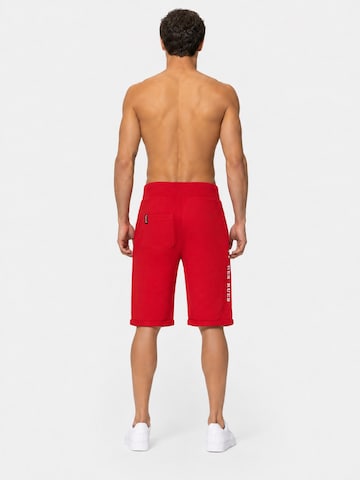 Boxeur des Rues - regular Pantalón deportivo 'Herren Bermudashorts aus Baumwolle Boxeur des Rues, Rot, Weißes vertikales Logo' en rojo