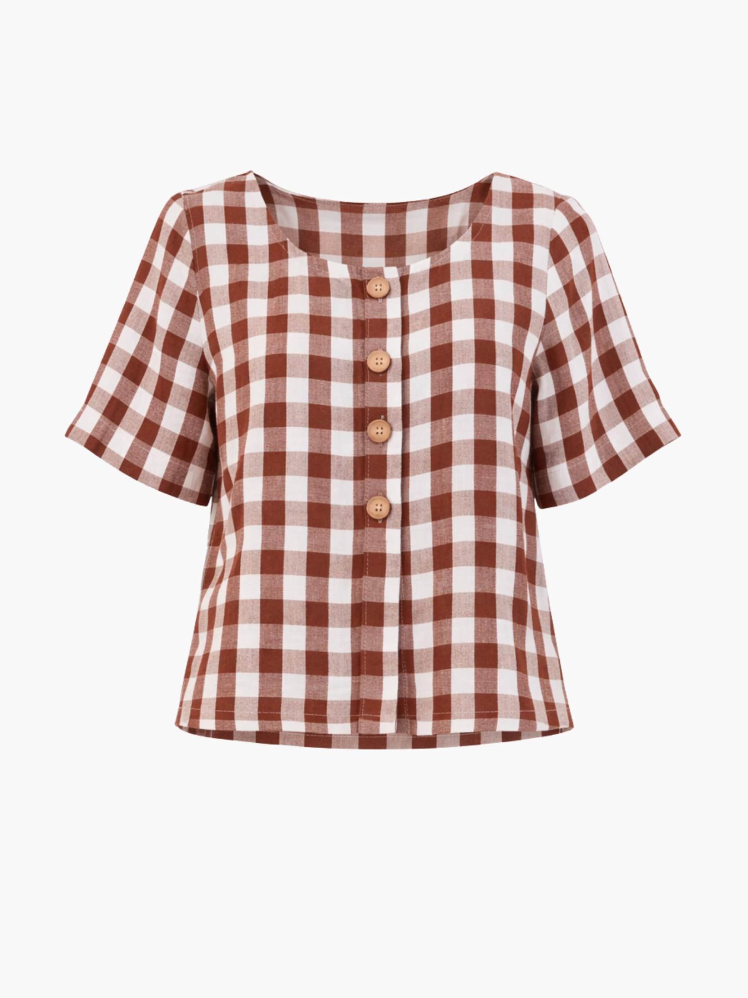 AmourLinen Blouse 'Maeve' in Brown: front