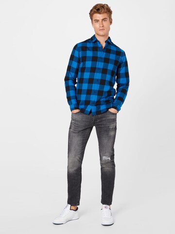 JACK & JONES Средняя посадка Рубашка 'JJEGingham' в Синий