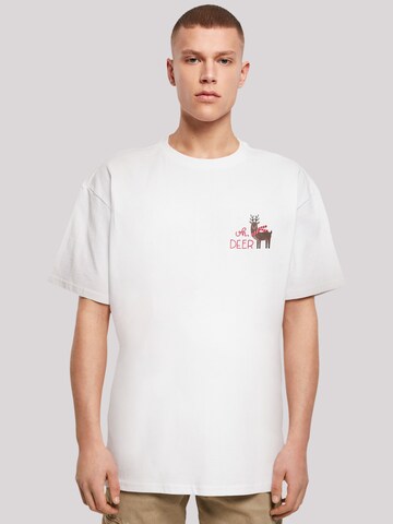 T-Shirt 'Christmas Deer' F4NT4STIC en blanc : devant