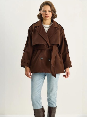 Bianco Lucci Between-Seasons Coat in Brown