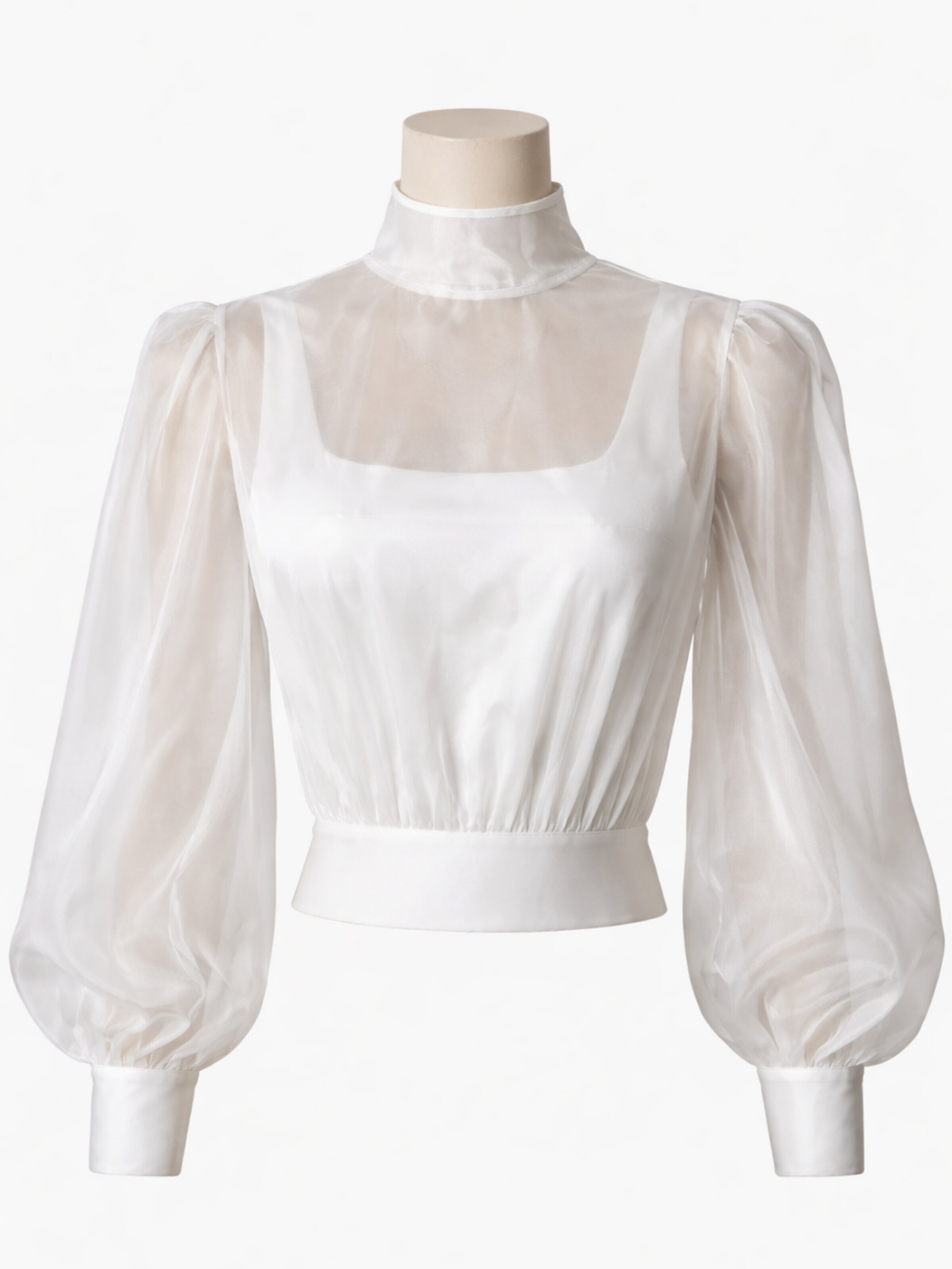White Cherry Hamburg Blouse 'Bridal' in White: front