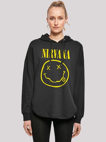 Sweat-shirt 'Nirvana Rock Band Yellow Happy Face' F4NT4STIC en noir : devant