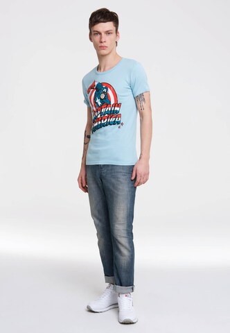 LOGOSHIRT Shirt 'Captain America' in Blue