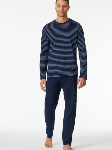 SCHIESSER Pyjama lang ' Casual Essentials ' in Blauw: voorkant