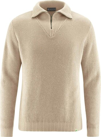 HempAge Sweater ' Kerniger Troyer ' in Beige: front