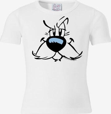 LOGOSHIRT T-Shirt 'Idefix - Faces - Asterix' in Grau: predná strana