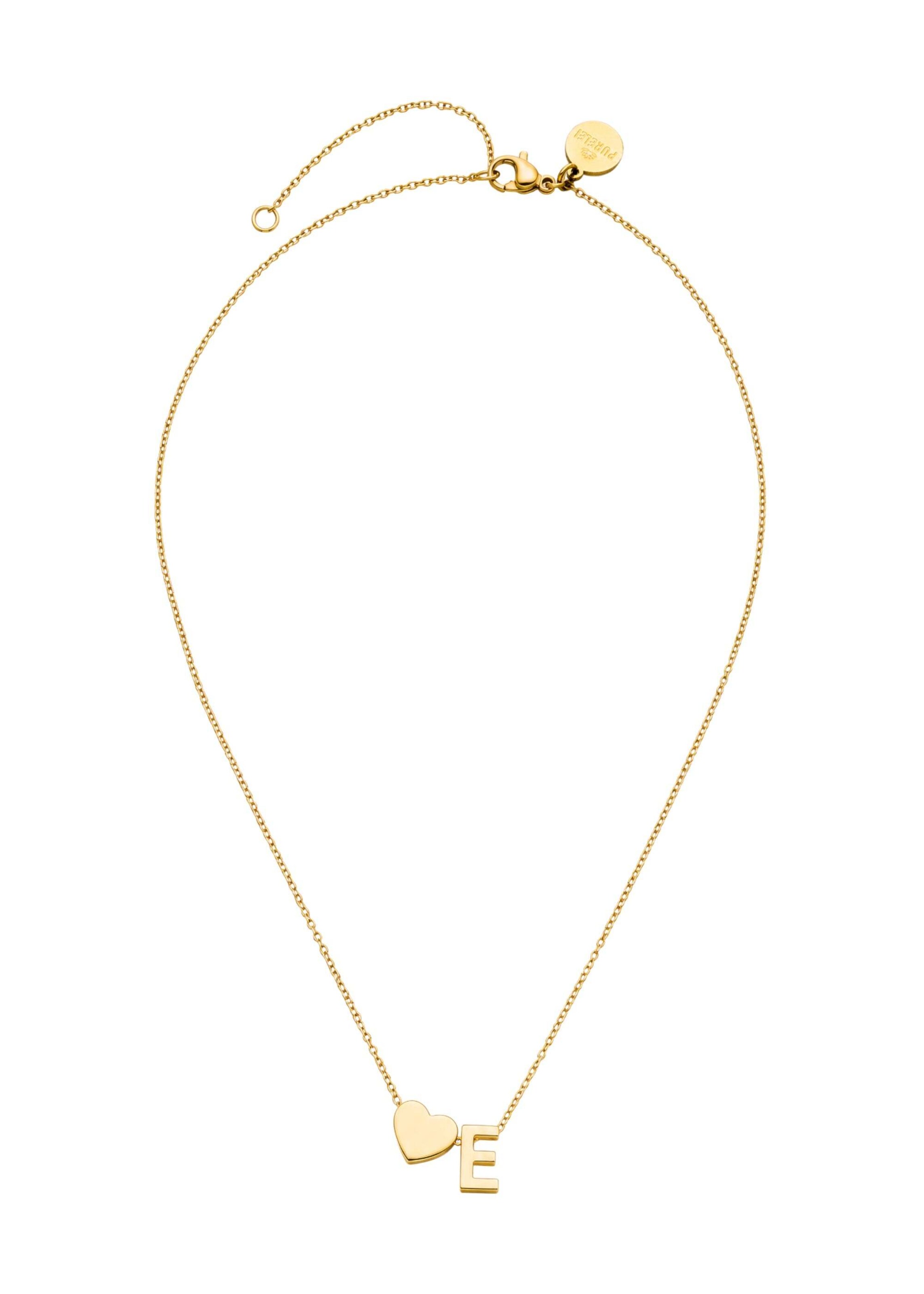 PURELEI - Cadena 'Letter Heart E' en oro: frente