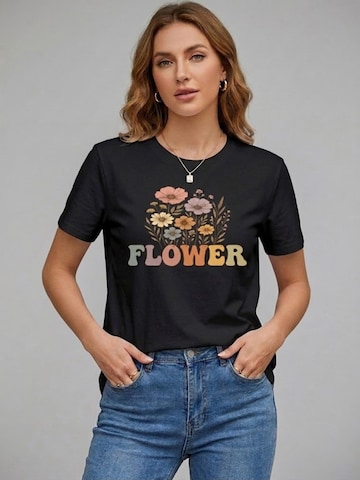 T-shirt 'Women's Short Sleeve Shirt Summer Tops' LapaPlus en noir