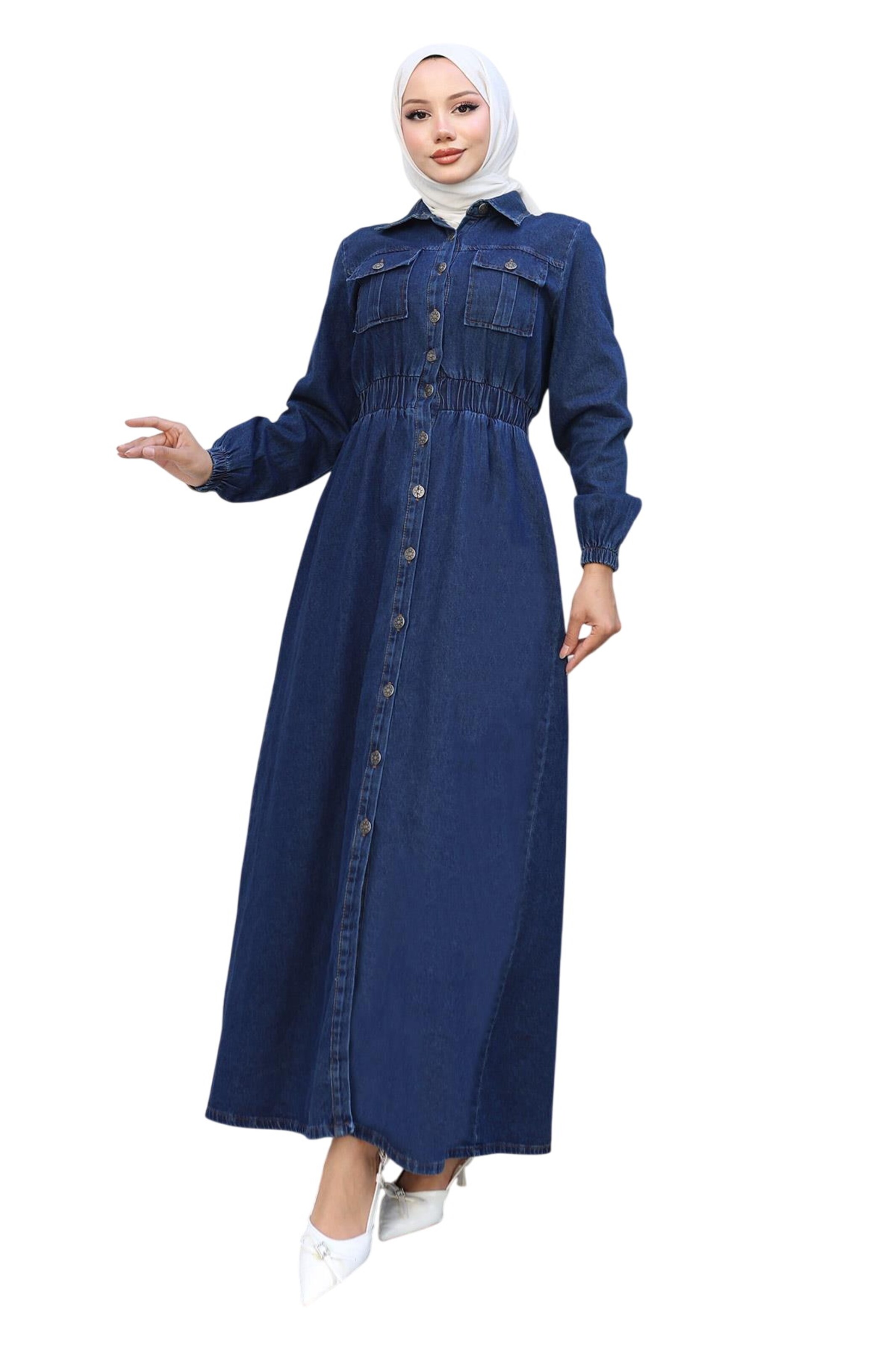 MODAMIHRAM Blousejurk in Blauw: voorkant