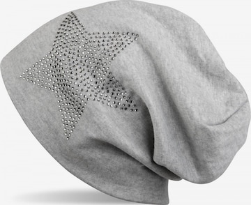 styleBREAKER Mütze 'Warme Beanie Mütze mit Strass Stern' in Grau: Vorderseite