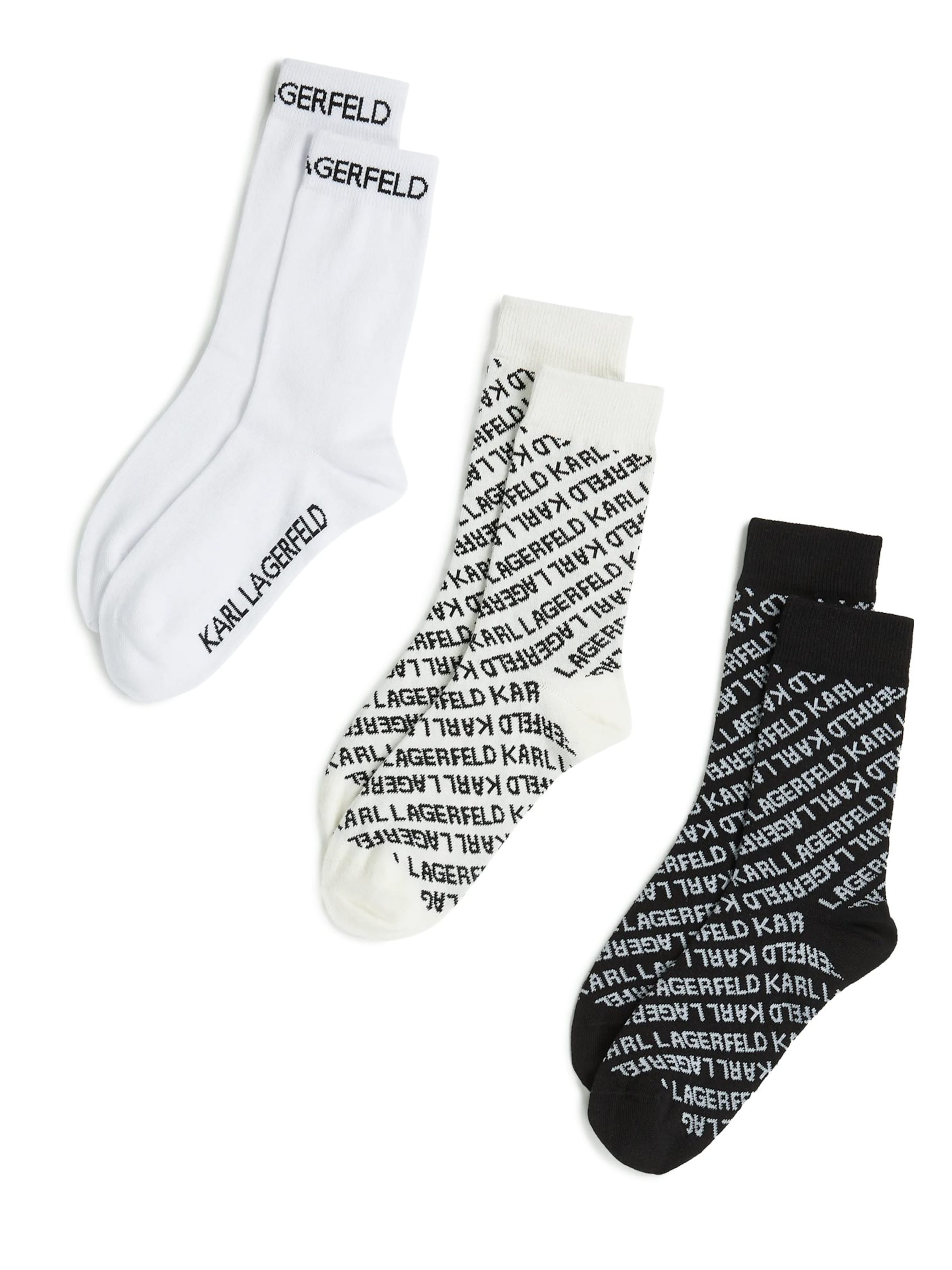 Șosete ' Socken mit Allover-Logo – 3er-Pack ' de la Karl Lagerfeld pe negru: față
